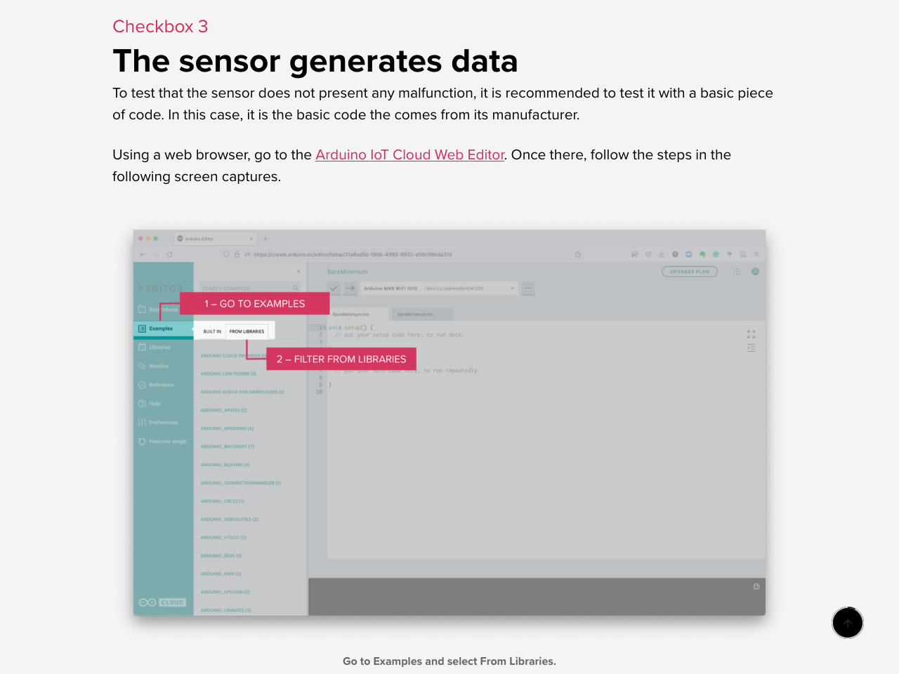 Arduino editor walkthrough page
